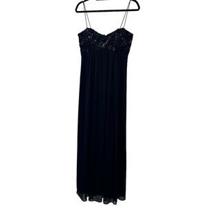 Reign On Black Nude Floral Lace Floor Length Formal Dress 7/8